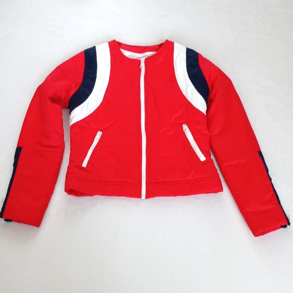 Red With Racer Stripes Winter Puffer/ Ski Snow Coat S - Picture 10 of 16